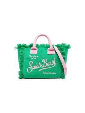 MC2 Saint Barth Colette terry cloth tote - green and pink